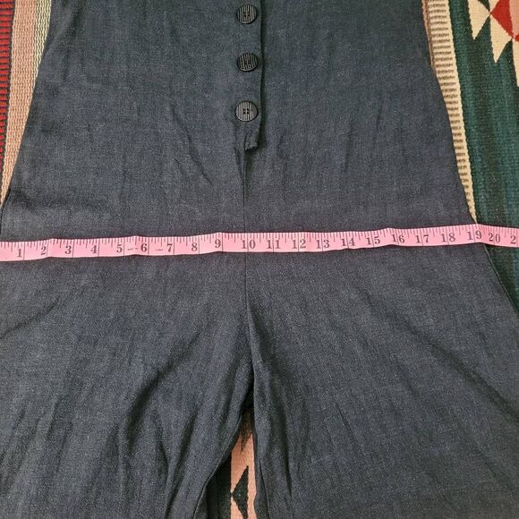 Rachel Palley Linen Rayon Jumpsuit Sz L Button Front Sleeveless Ankle Wide Leg - Picture 10 of 13